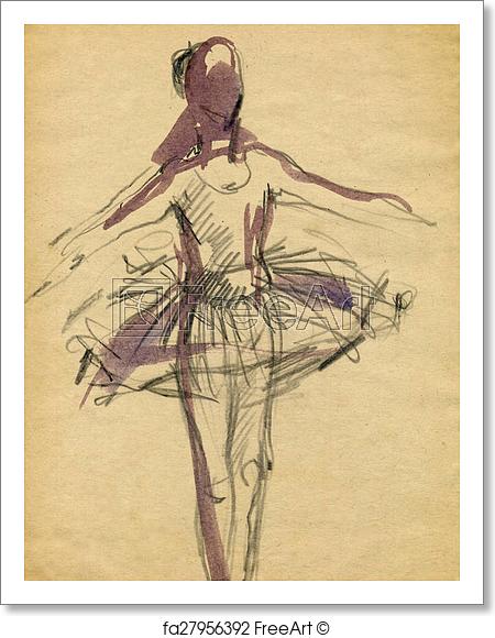 450x580 Free Art Print Of Freehand Sketching - Ballet Dancer Sketch