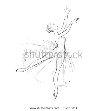 450x470 Collection Of Ballerina Hands Drawing High Quality, Free - Ballet Girl Sketch