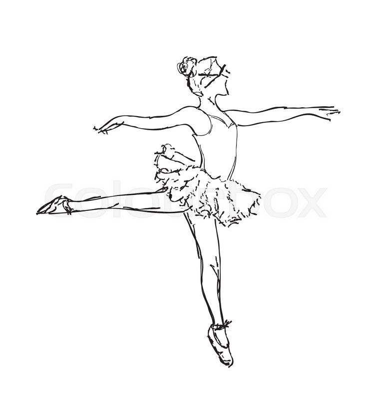 761x800 Hand Drawn Ballerina Dance. Girl Dance Sketch Stock Vector - Ballet Girl Sketch