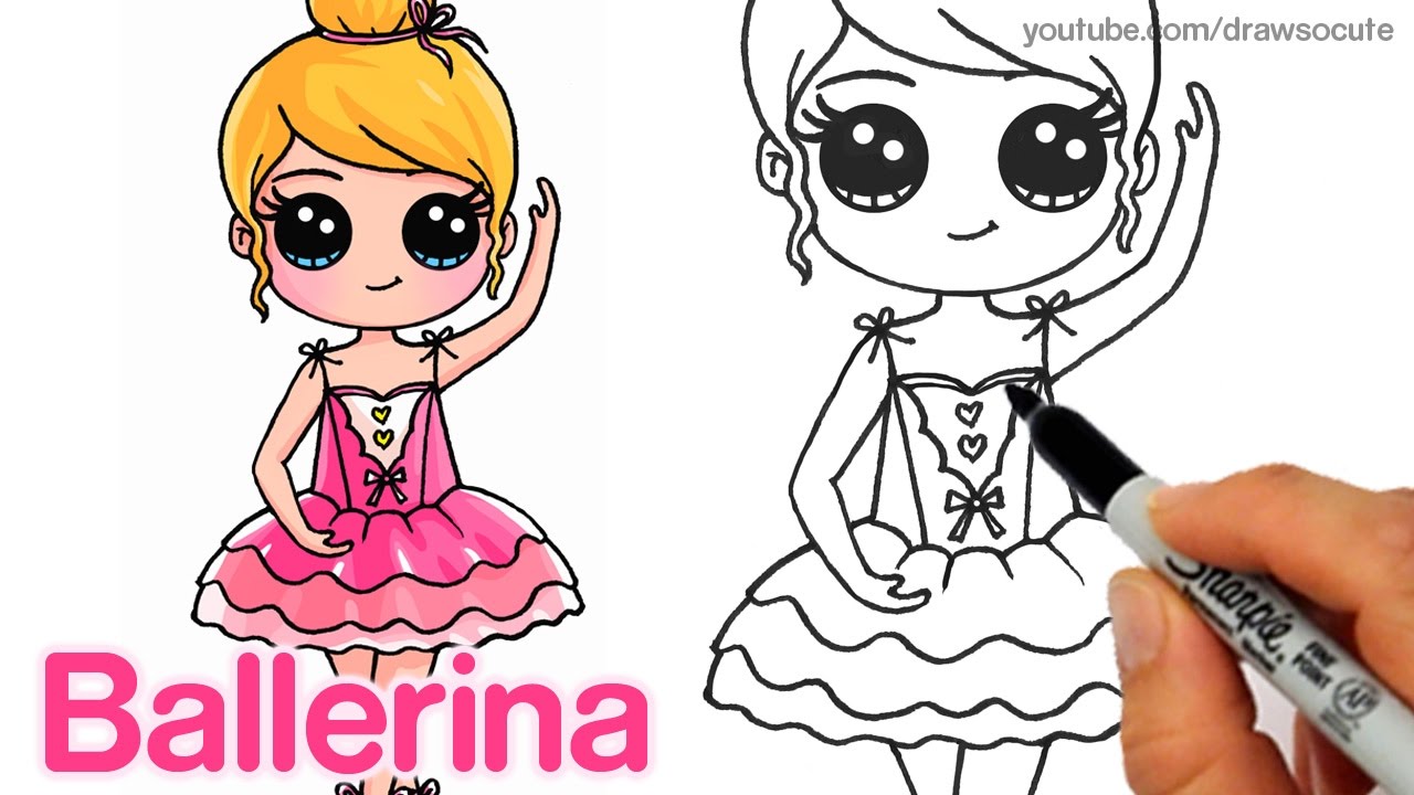 1280x720 How To Draw A Ballerina Dancer Easy And Cute - Ballet Girl Sketch