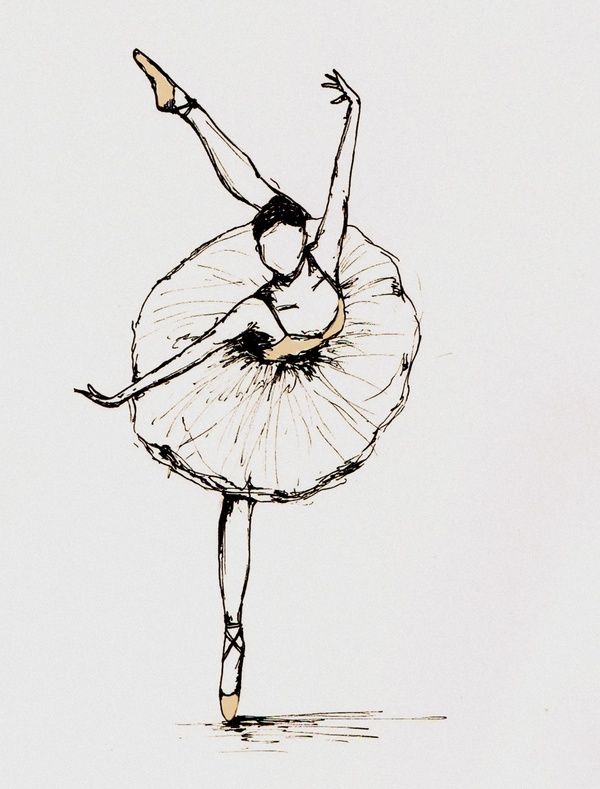 600x789 Collection Of Girl Dancing Drawing Tumblr High Quality, Free - Ballet Girl Sketch