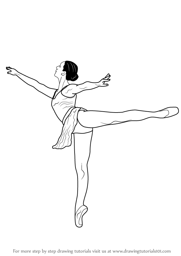 597x844 Learn How To Draw A Ballet Dancer (Ballet) Step By Step Drawing - Ballet Girl Sketch