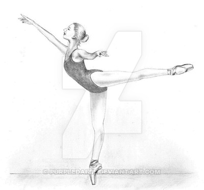 400x372 My Ballet Girl In Arabesque By Purpledaizie - Ballet Girl Sketch