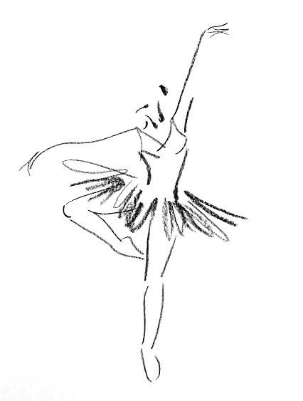 426x563 Original Feminine Charcoal Sketch - Ballet Girl Sketch
