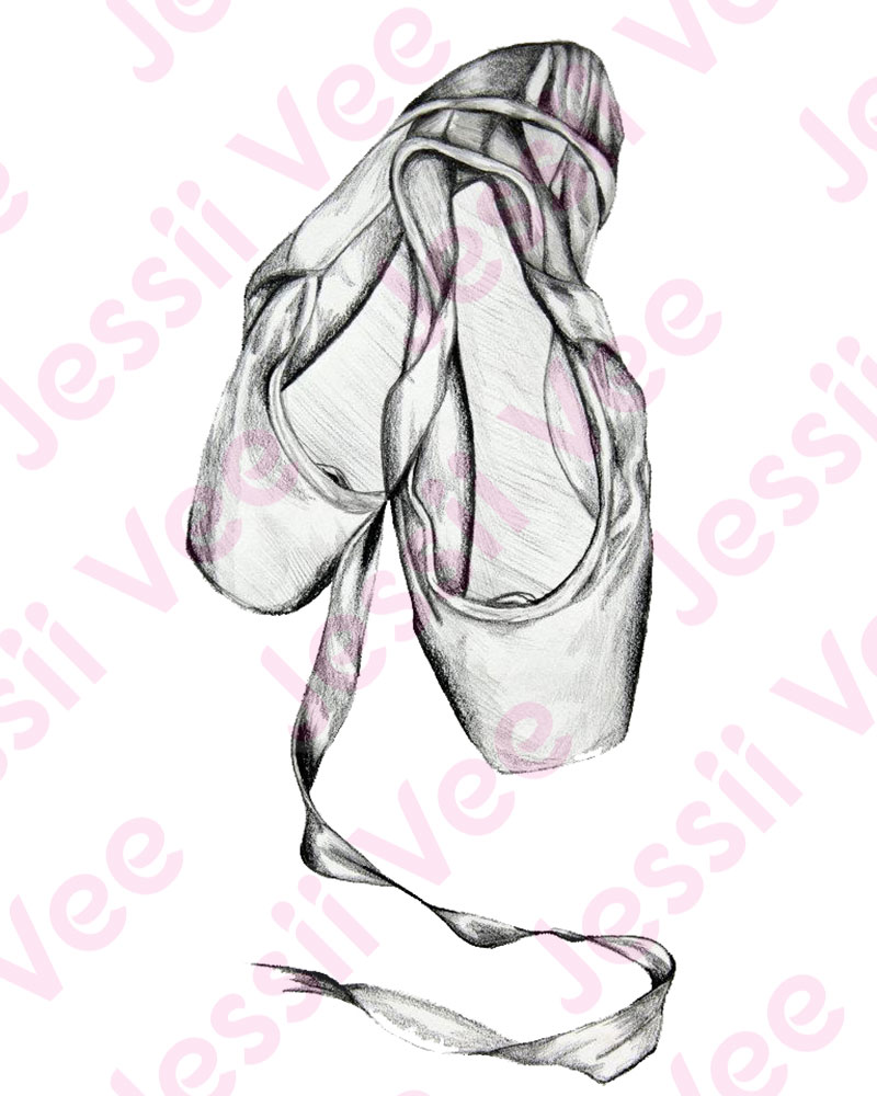 Ballet Shoes Sketch at PaintingValley.com | Explore collection of