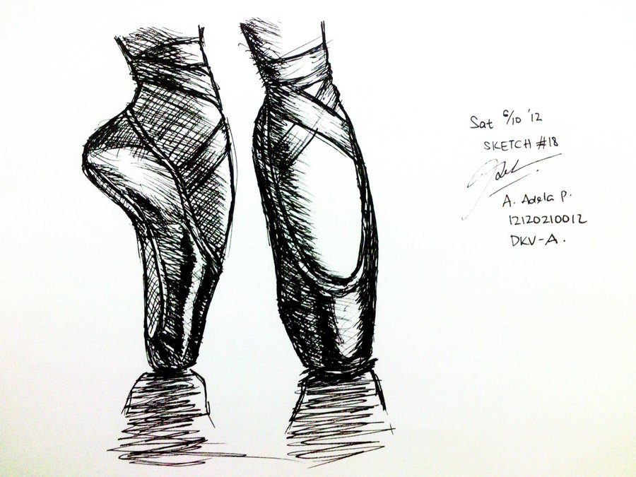 Ballet Shoes Sketch at PaintingValley.com | Explore collection of