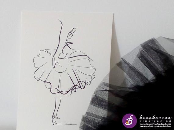 570x428 Ballet Print Ballerina Sketch Ink Ballet Art Abstract Etsy - Ballet Sketch