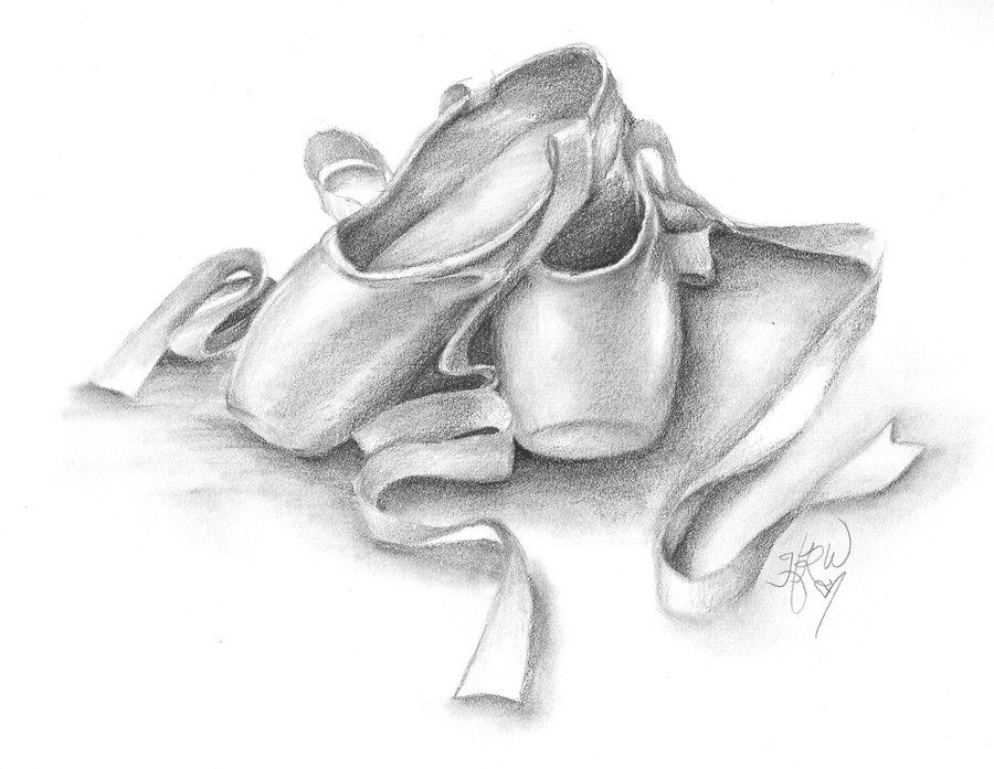 900x697 Second In A Series Of Drawings Of Ballet Slippers. Drawn With - Ballet Slippers Sketch