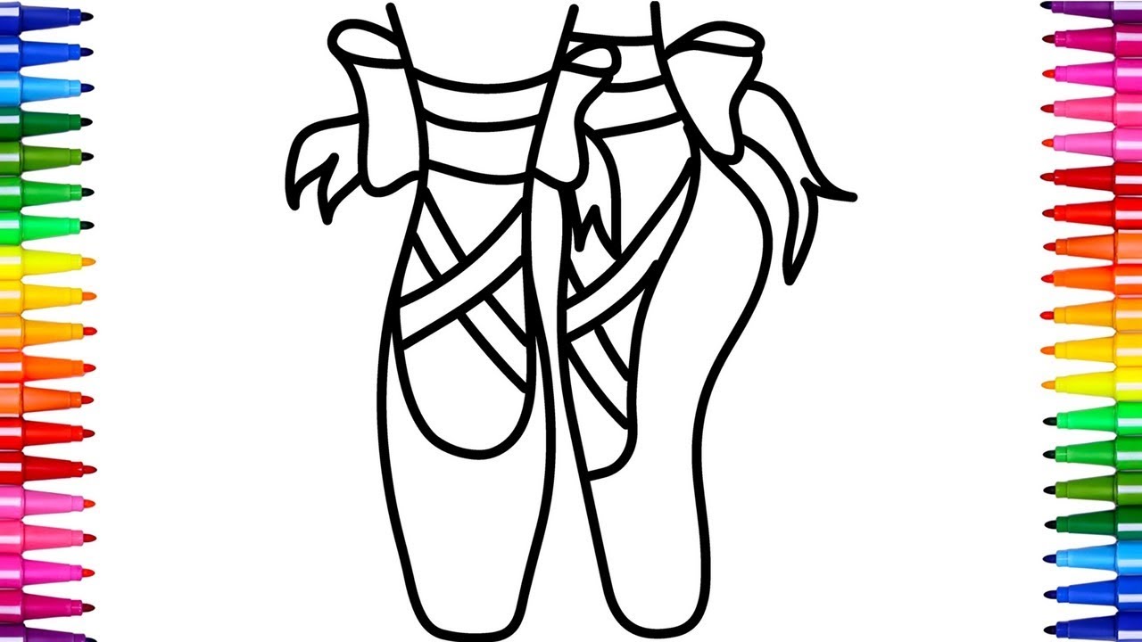 1280x720 Super Coloring Pages Ballet Shoes Learn To Draw For Kids Fun - Ballet Slippers Sketch
