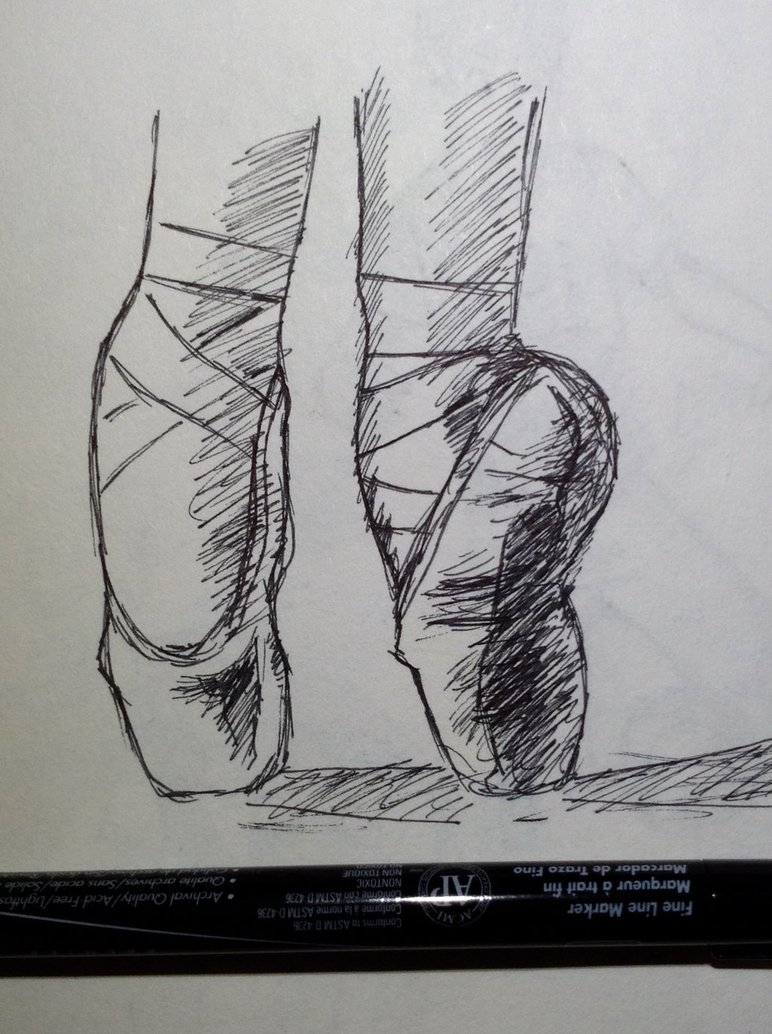 772x1034 Ballet Slippers Pen Sketch ^ ^ By Savpav - Ballet Slippers Sketch