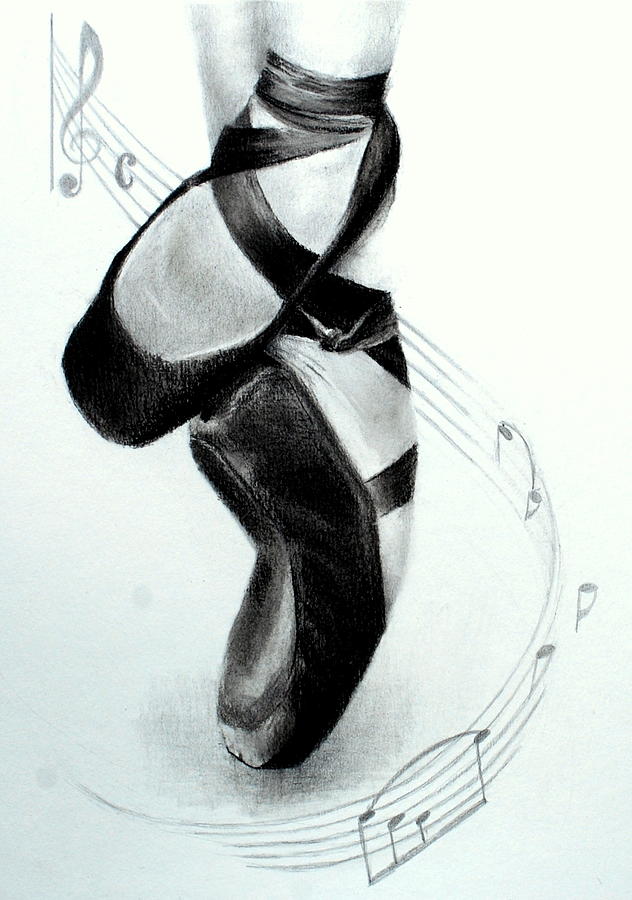 632x900 Ballet Shoe Drawings Fine Art America - Ballet Slippers Sketch