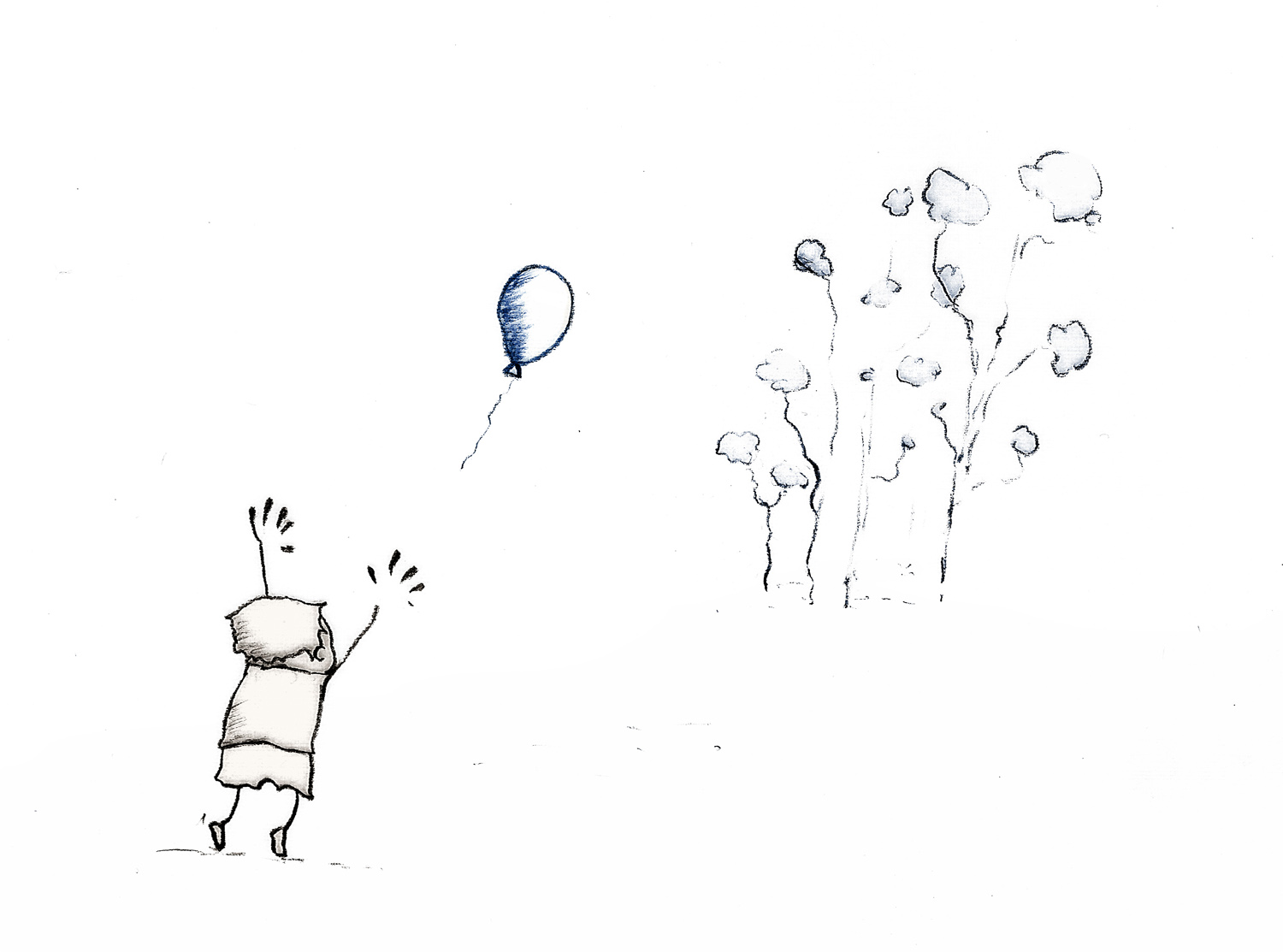 1500x1113 Boy And Balloon Pencil Sketch - Balloon Sketch