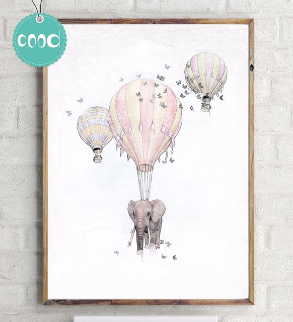582x640 Elephant With Fire Balloon Sketch Canvas Art Print Painting Poster - Balloon Sketch