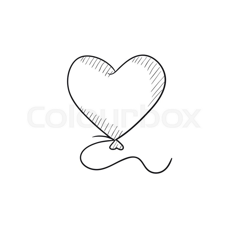 800x800 Heart Balloon Vector Sketch Icon Isolated On Background. Hand - Balloon Sketch