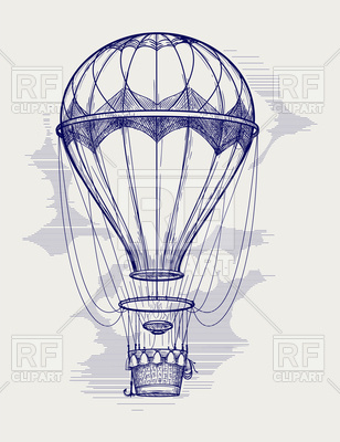 308x400 Hot Air Balloon Ball Pen Sketch Illustration Vector Image Vector - Balloon Sketch