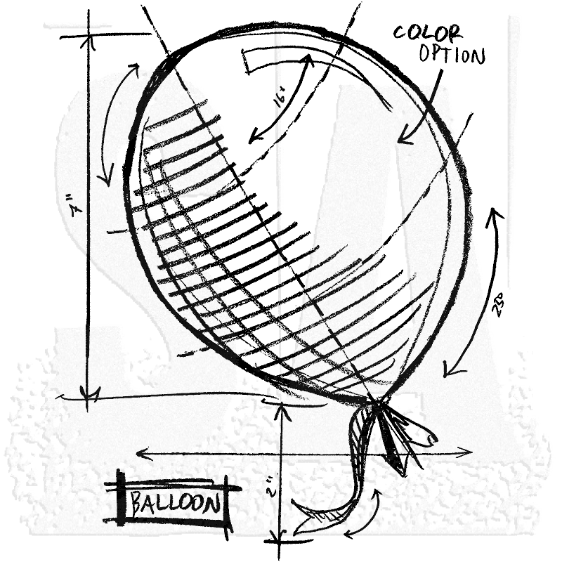 800x800 Tim Holtz Wood Mounted Stamp - Balloon Sketch