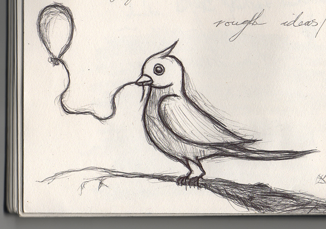640x450 Bird Amp Balloon Sketch Cloudvigour - Balloon Sketch