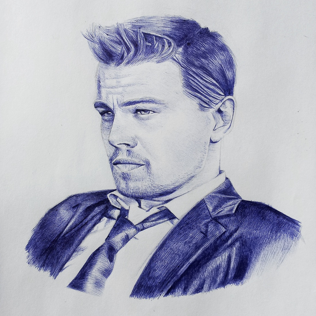 1100x1100 Leonardo Dicaprio Drawing Done With A Ballpoint Pen Drawing - Ballpoint Pen Sketch