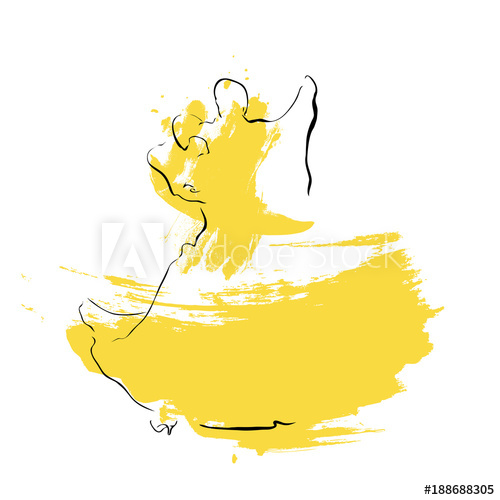 500x500 Sketch Of Dancing Couple. Waltz. Ballroom. Romantic People. - Ballroom Dancing Sketches