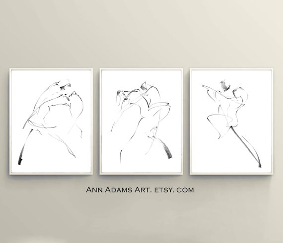 570x490 47r 46r 43l Tango Dancers Abstract Art Minimalist Ballroom Etsy - Ballroom Dancing Sketches