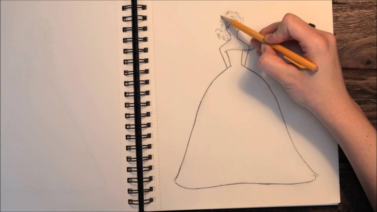 1280x720 Drawing Ballroom Gown - Ballroom Sketch