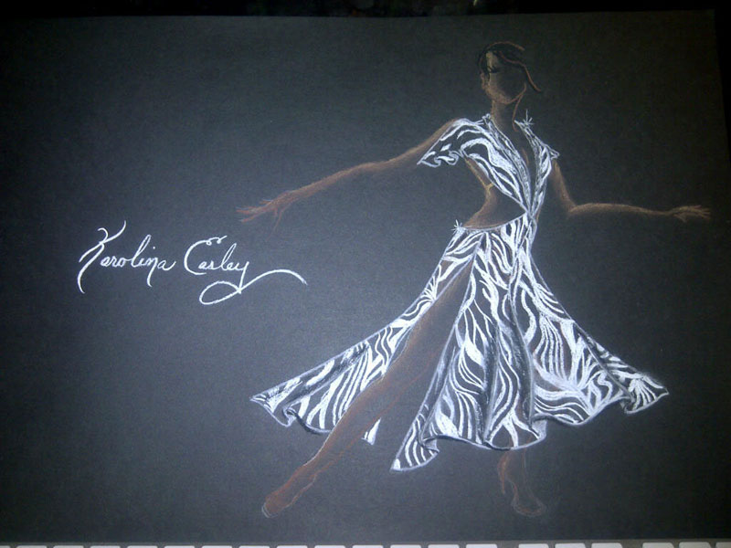800x600 Ballroom Dress Rental Zebra (Id 227) Ke Dancewear - Ballroom Sketch