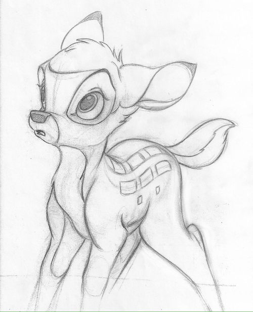 500x617 Bambi Drawing Shared By Lw. On We Heart It - Bambi Sketch