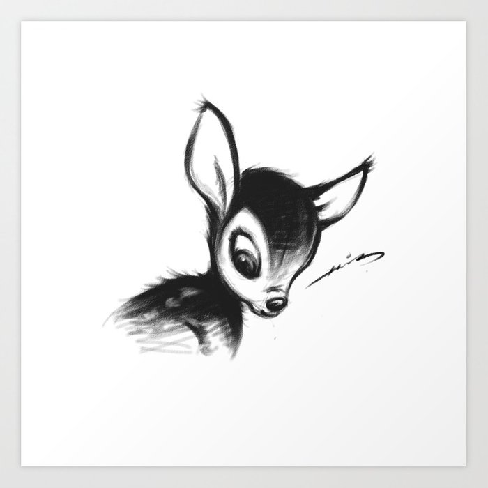 700x700 Bambi Sketch Art Print By Coliniel Society6 - Bambi Sketch