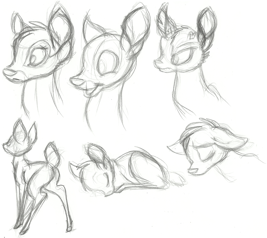 900x803 Sketch, Bambi By Mimi Fox - Bambi Sketch