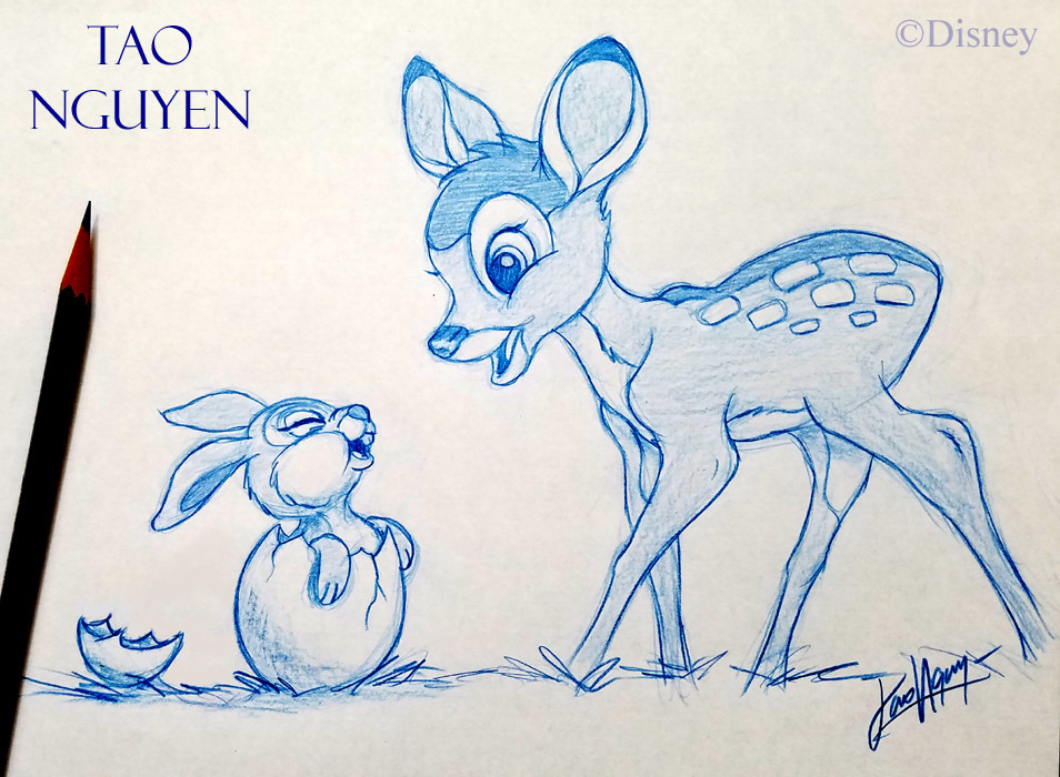 954x700 Artstation - Bambi Sketch