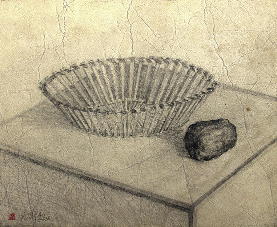 900x738 Guava And Bamboo Basket Arttopan Realistic Pencil Sketch Painting - Bamboo Pencil Sketch