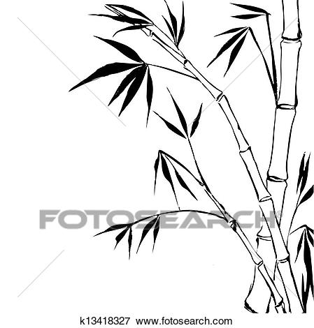 449x470 Collection Of Free Baboo Clipart Black And White. Download On Ubisafe - Bamboo Tree Sketch