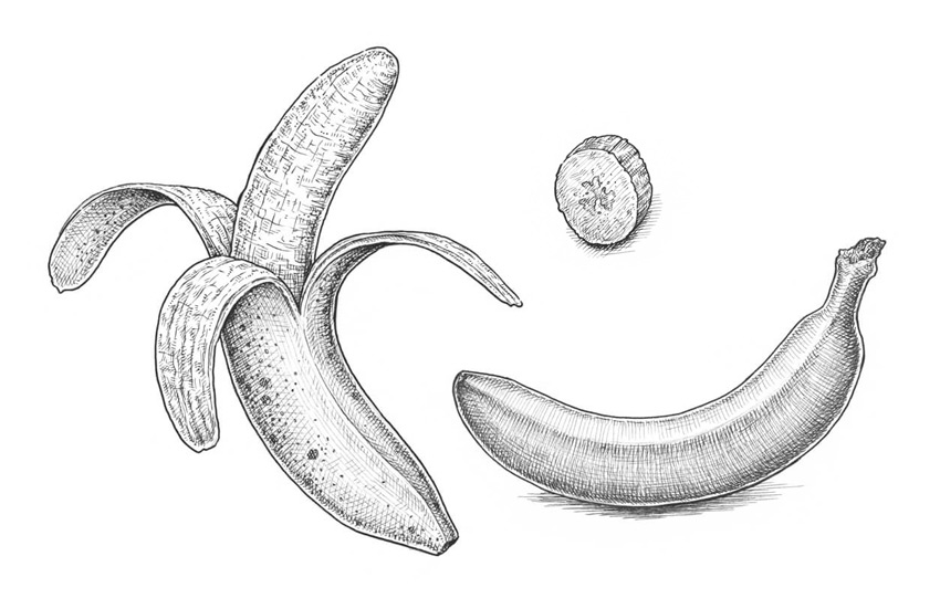 850x551 How To Draw A Banana - Banana Sketch