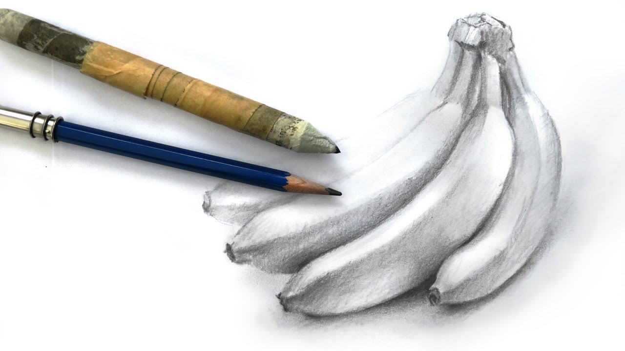 1280x720 How To Draw A Bunch Of Bananas With Pencil - Banana Sketch