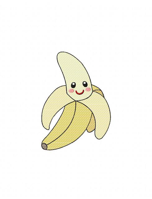 489x640 Banana 104 With Face Sketch Embroidery Design - Banana Sketch