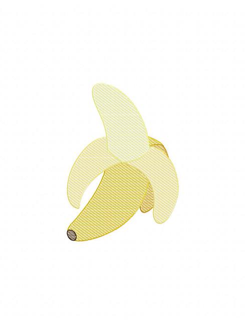 489x640 Banana Color Sketch Embroidery Design - Banana Sketch