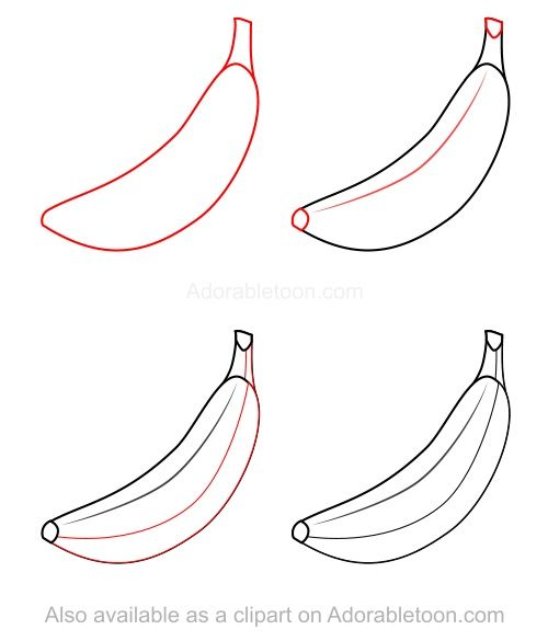 500x585 How To Draw A Banana How To Draw Drawings, Art And - Banana Sketch Images