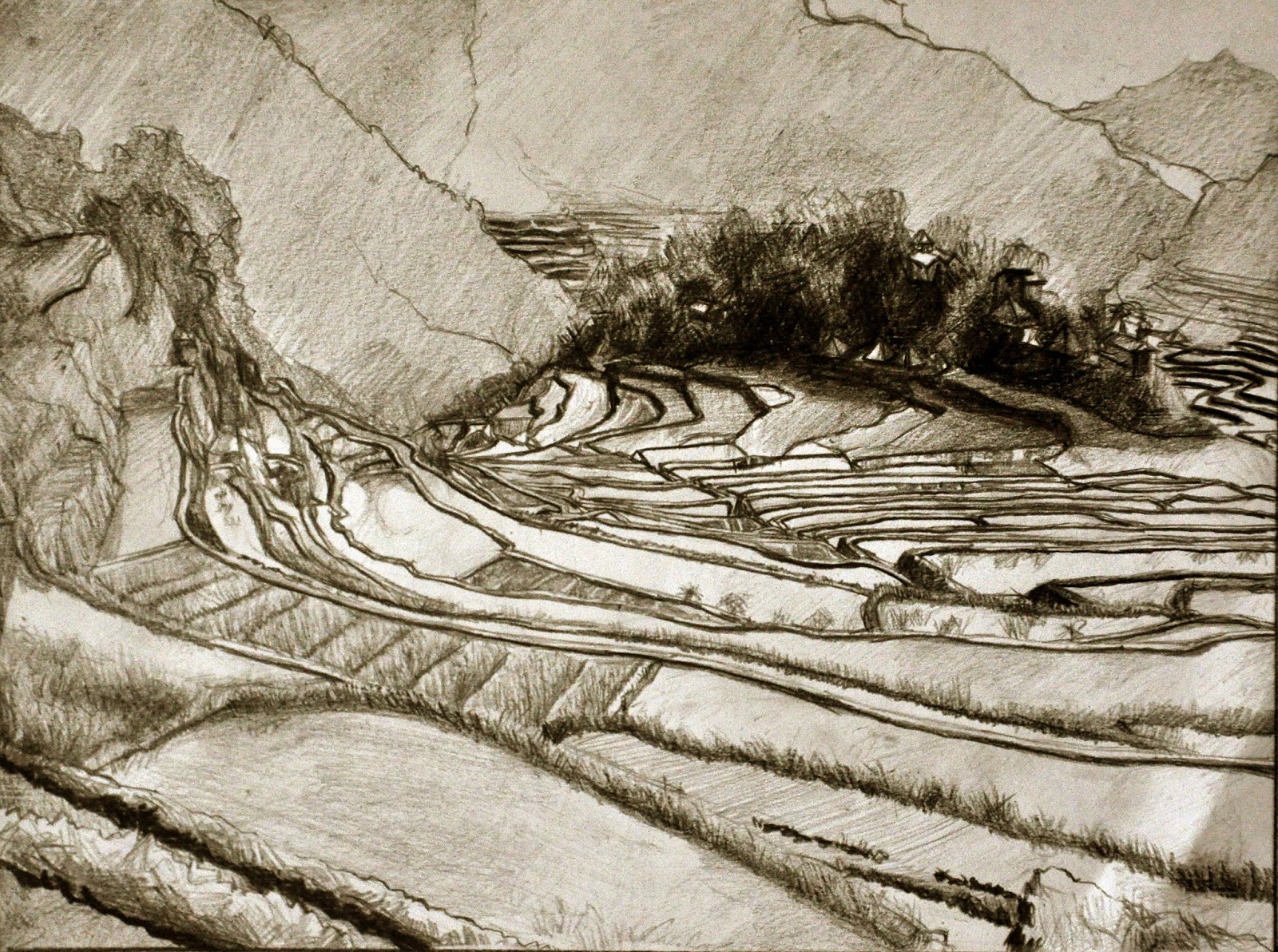 Banaue Rice Terraces Sketch at PaintingValley.com | Explore collection ...