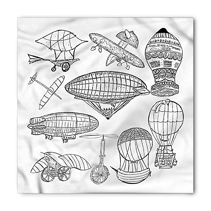 679x679 Lunarable Zeppelin Bandana, Sketch Flying Machines - Bandana Sketch