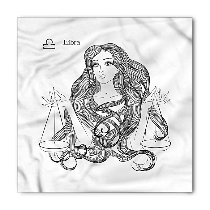 679x679 Zodiac Libra Bandana By Lunarable, Sketch Of A Girl With Long Wavy - Bandana Sketch