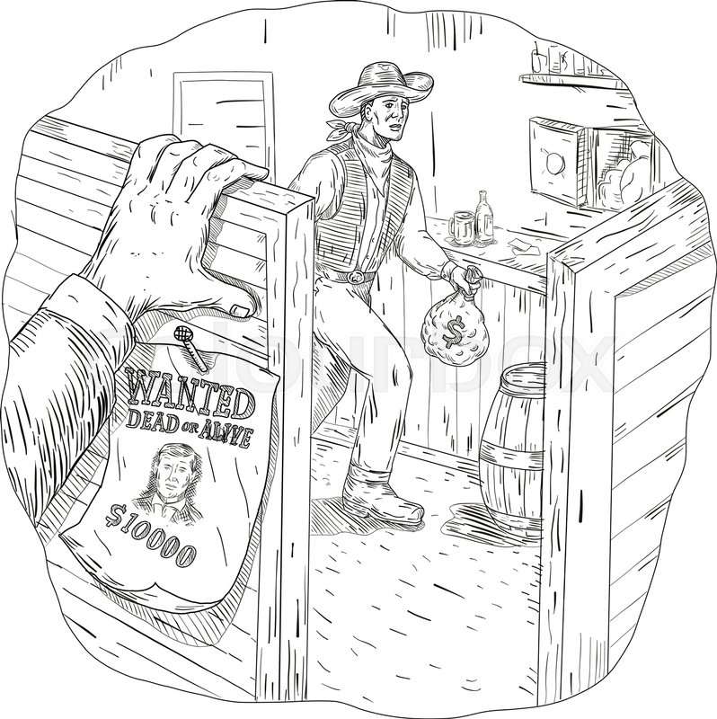 798x800 Drawing Sketch Style Illustration Of A Cowboy Robber, Bandit Or - Bandit Sketch