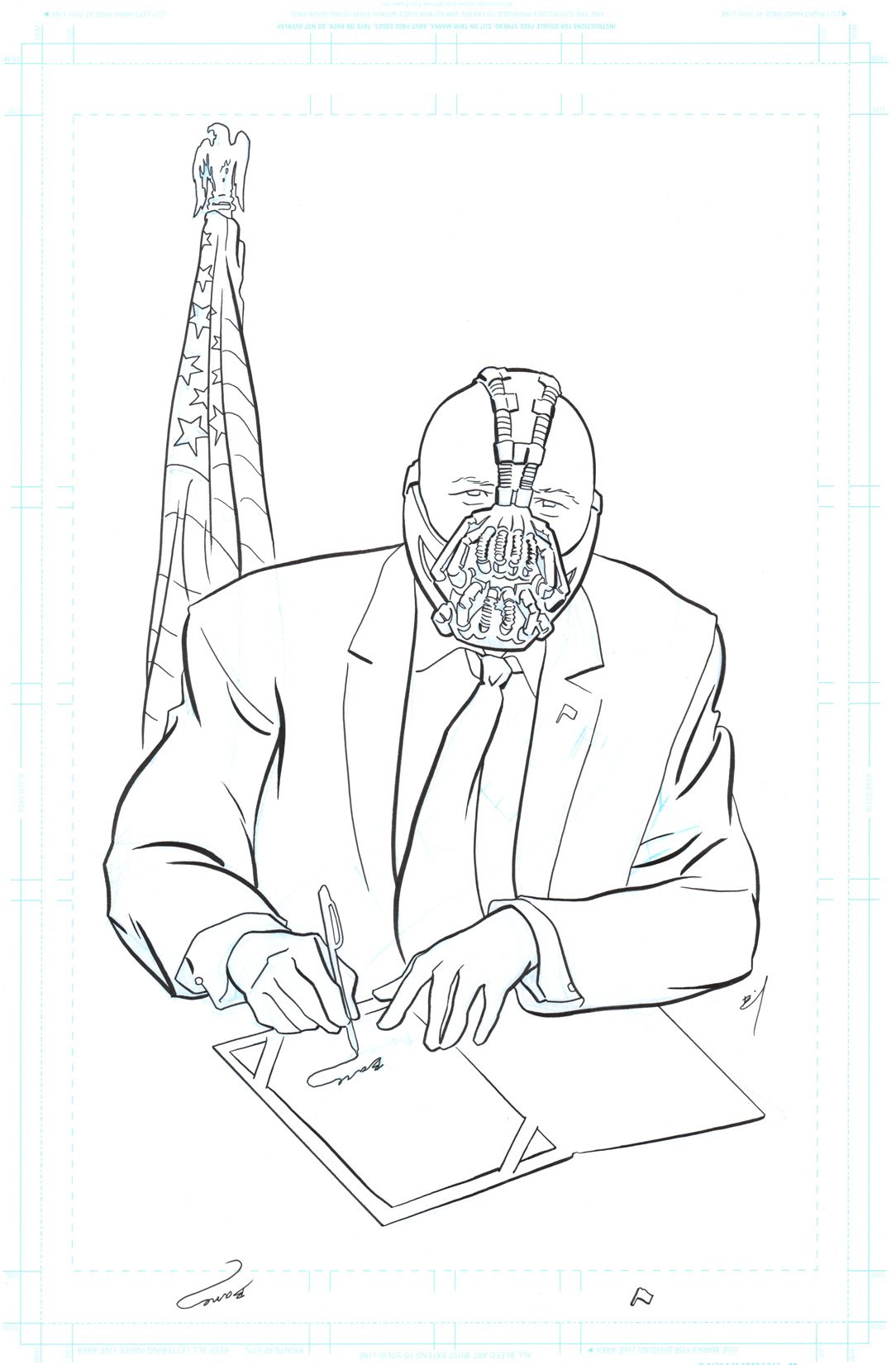 1084x1651 President Bane Original Ink Drawing Brandon Bird - Bane Sketch