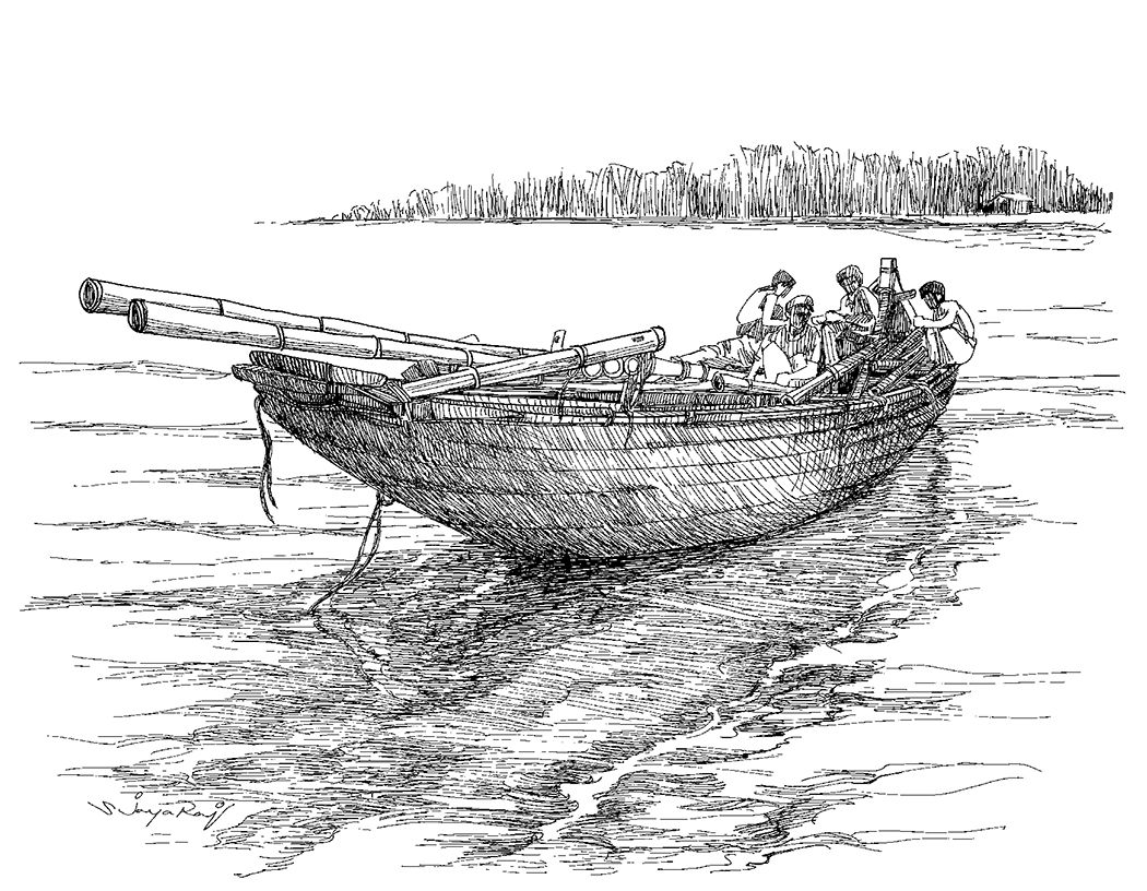1050x816 Fishing Boat Bangladesh Pen And Ink Fishing Boats - Bangladesh Sketch