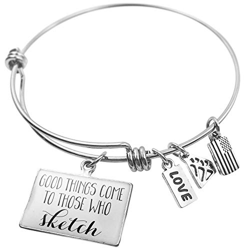 500x500 Expandable Wire Bangle Bracelet Good Things Come To - Bangle Sketch