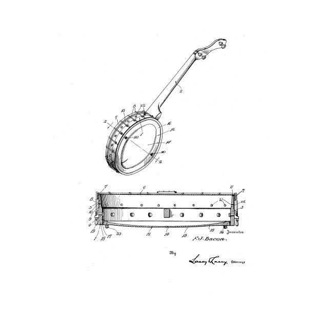 630x630 Banjo Vintage Patent Hand Drawing - Banjo Sketch