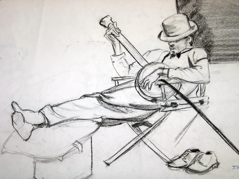 800x600 Banjo Player By Hataka - Banjo Sketch