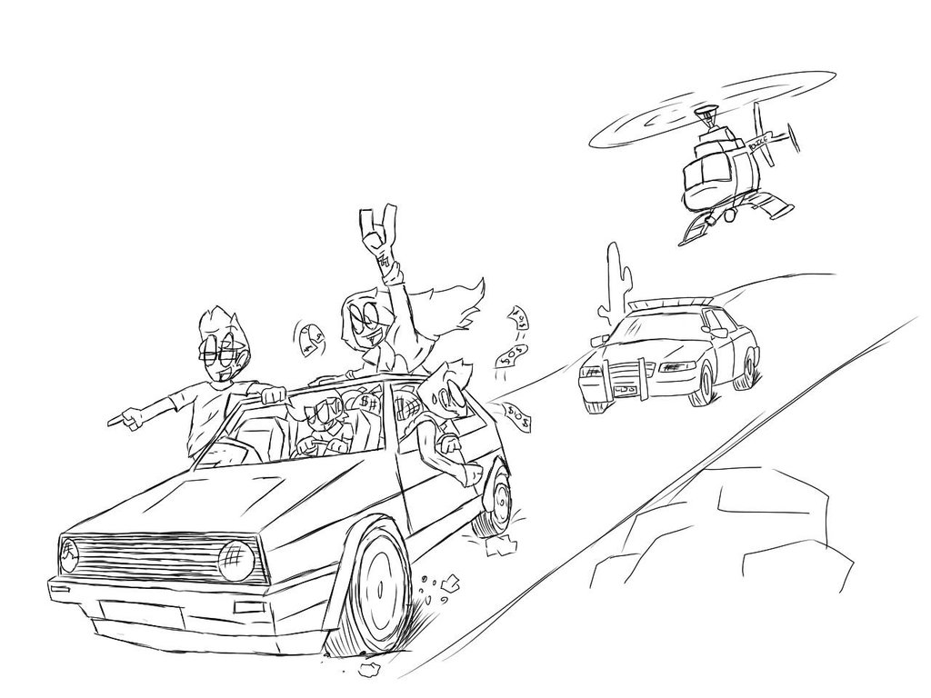 1024x768 Desert Bank Robbery (Sketch) By Theartofdust213 - Bank Sketch