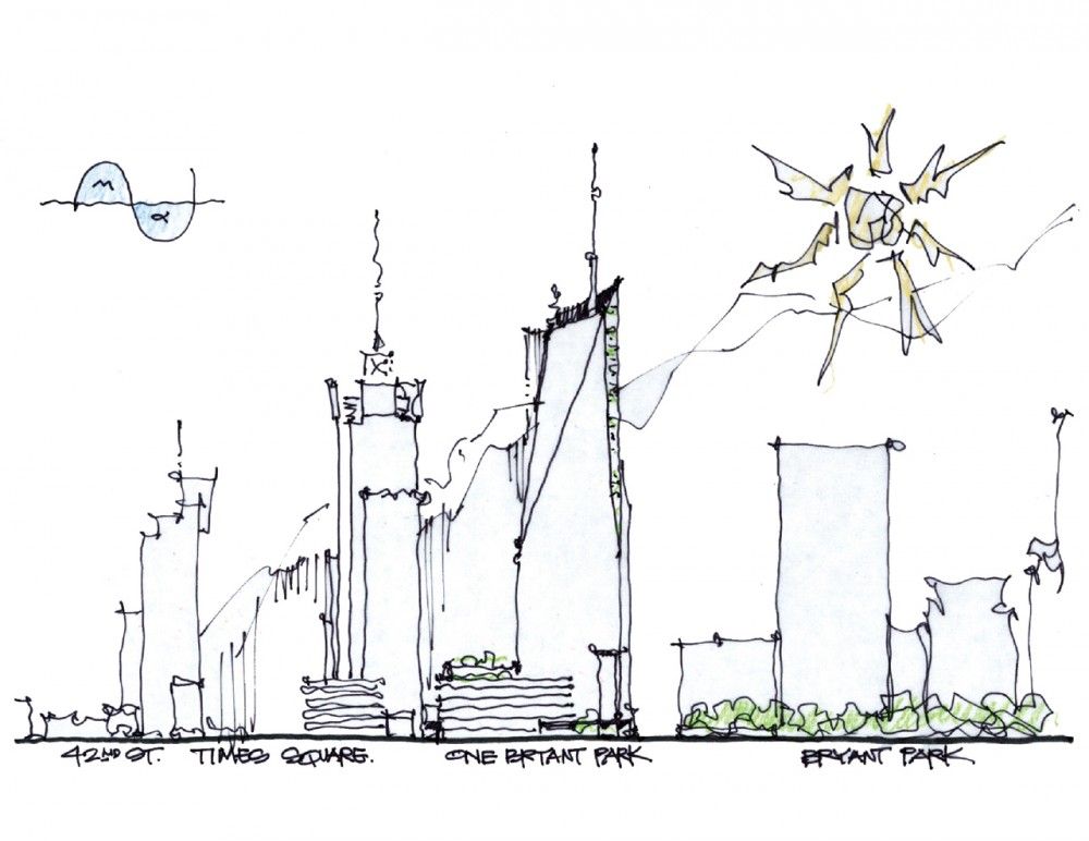 1000x772 Gallery Of Bank Of America Tower - Bank Sketch