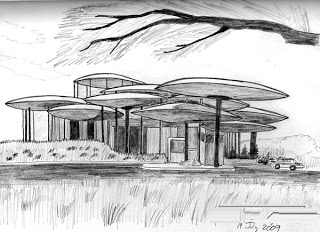 320x232 I Dream Of Architecture Sketch State Capitol Flying Saucer Bank - Bank Sketch