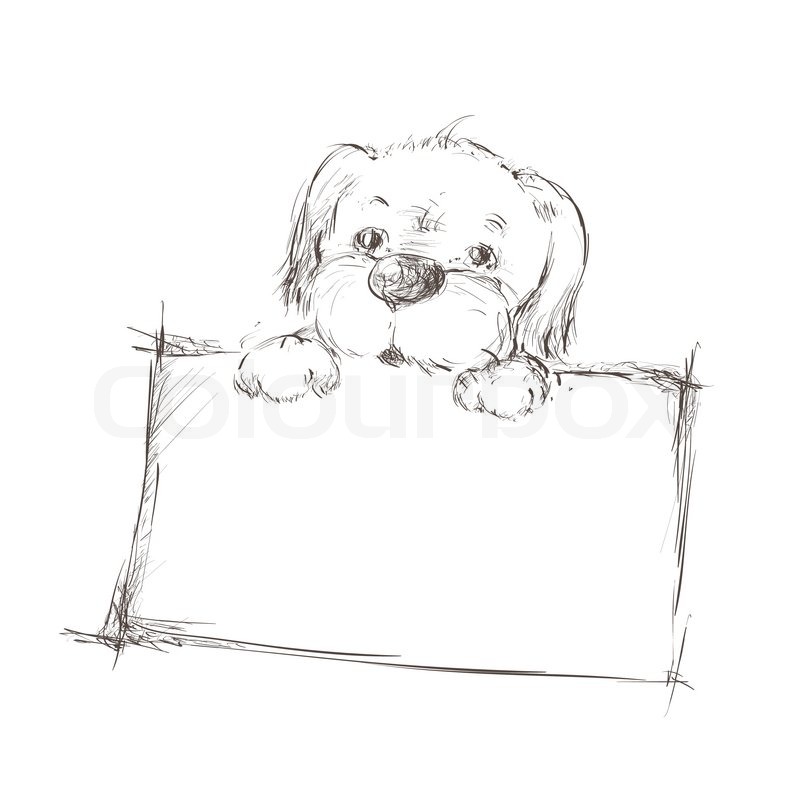 800x800 Sketch Of A Dog Holding Banner Stock Vector Colourbox - Banner Sketch